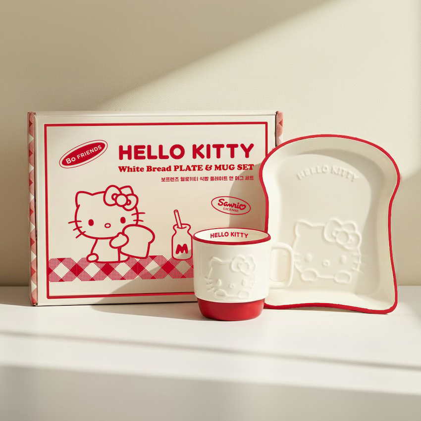 韩国正品三丽鸥hellokitty吐司面包盘咖啡杯套装可爱餐具礼物