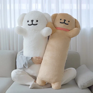 韩国正品 线条小狗抱枕可爱毛绒长条侧睡夹腿睡觉玩偶80cm 代购