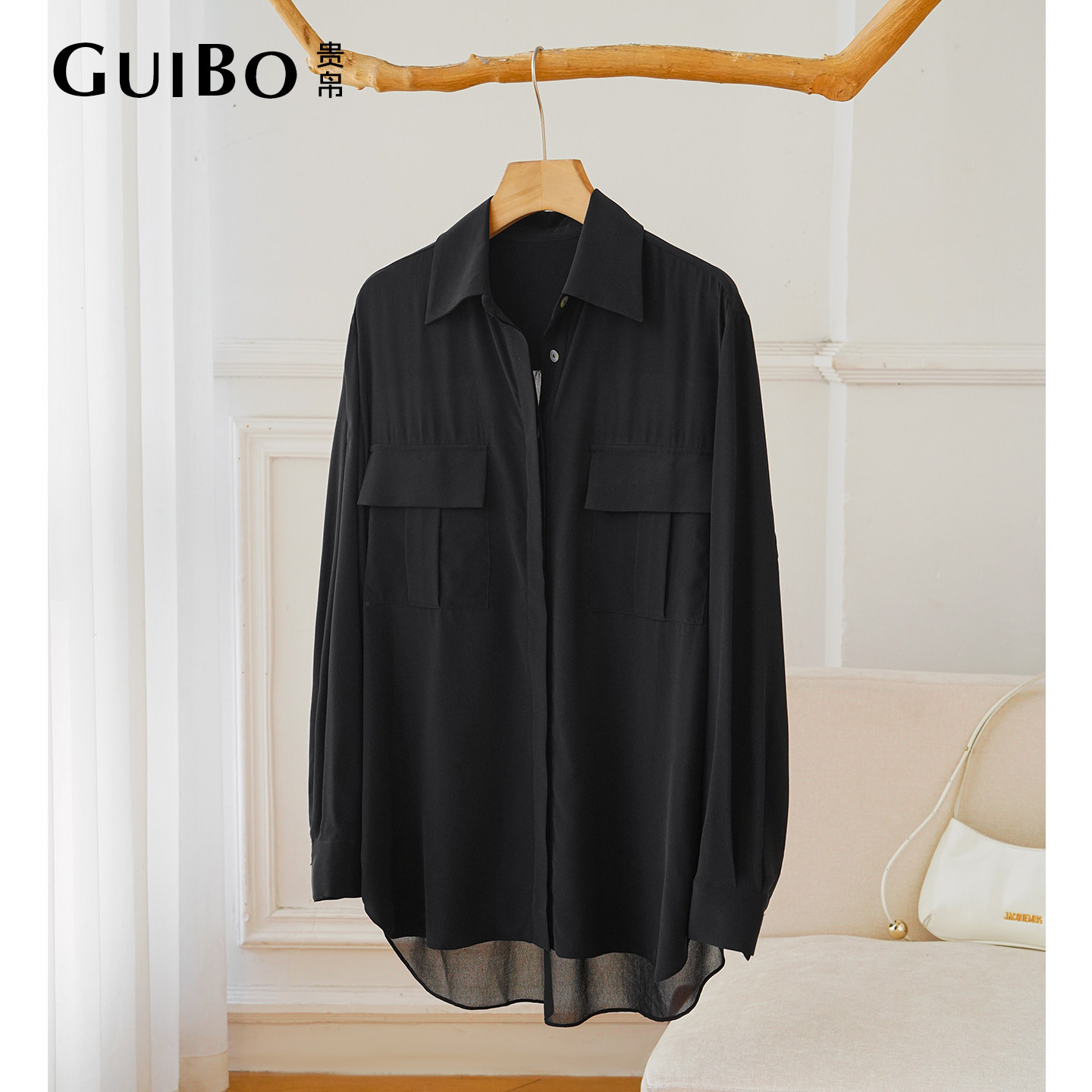 真丝衬衫桑蚕丝双绉衬衣女性感通勤设计感慵懒风显瘦洋气蚕丝上衣