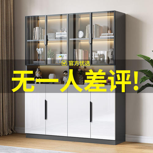 书柜储物柜一体带玻璃门手办展示