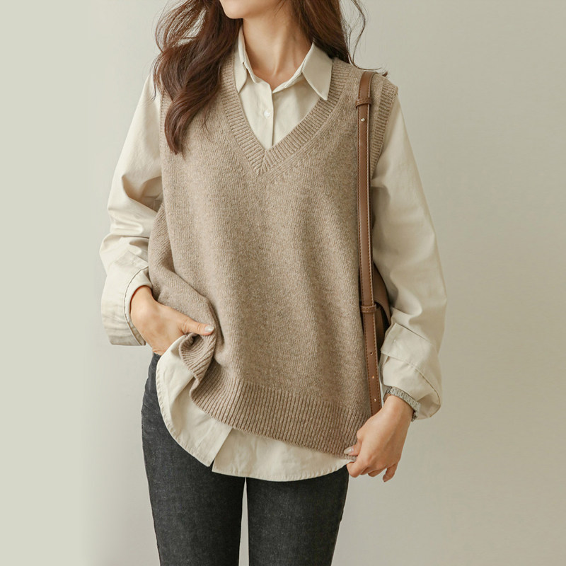 毛衣马甲女背心搭配衬衫2025新款打底内搭叠穿上衣秋冬v领针织衫