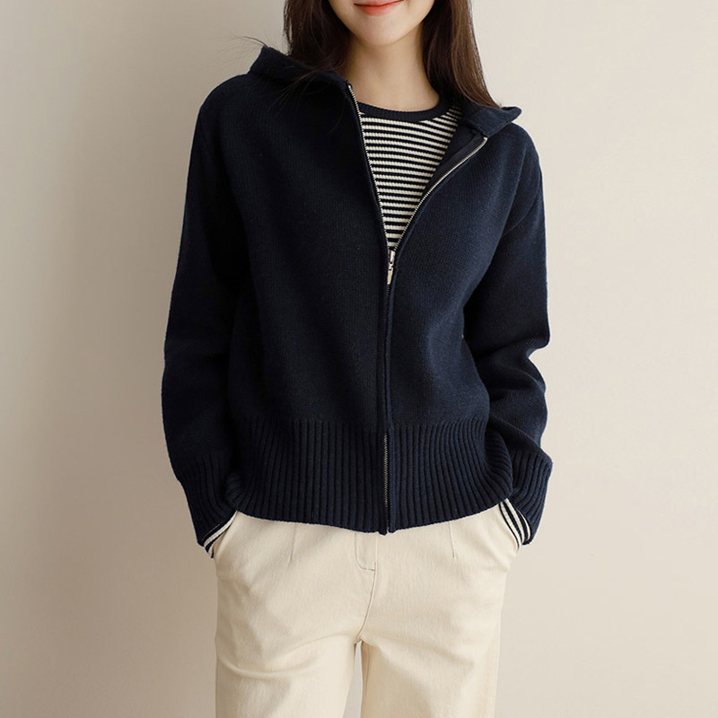 连帽针织衫女开衫2025秋季新款厚款高级爆款秋冬休闲拉链毛衣外套