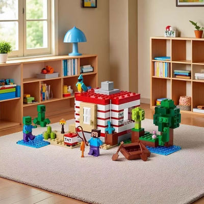 我的世界TNT丛林房屋村庄房子人仔男孩儿童拼装积木玩具礼物21275