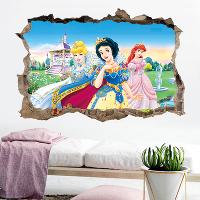 迪士尼公主3D自粘防水墙贴