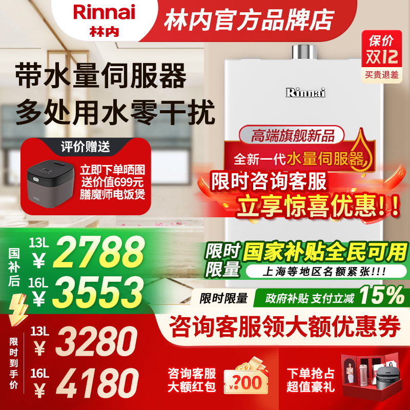 【水伺服】林内热水器13升16升