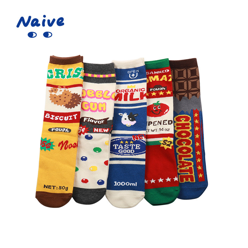 幼稚商店日系創意牛奶插畫襪子女秋冬款中筒棉襪字母趣味襪子全棉在類目 女士內衣/男士內衣/家居服, 短襪/打底襪/絲襪/美腿襪中 - 來自Buy2taobao.com提供專業的淘寶代購服務