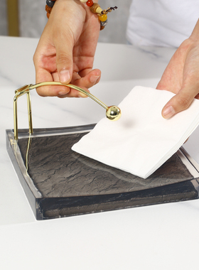 桌面纸巾架西餐创意餐厅纸巾座透明轻奢纸巾托现代简约方形压纸架