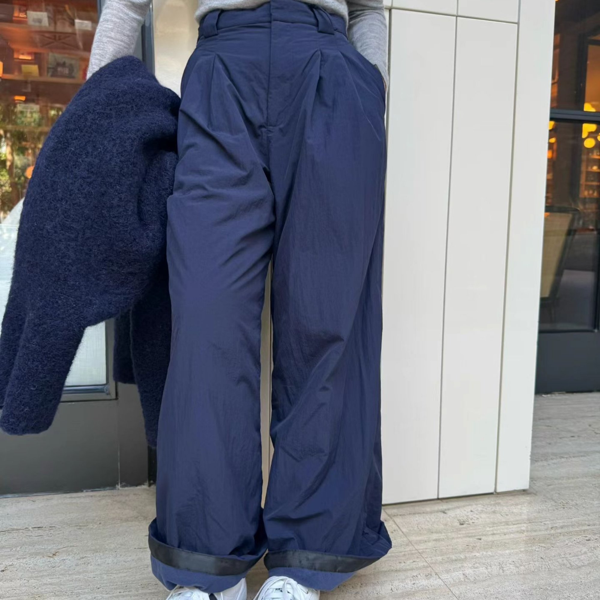 加绒百搭束脚抽绳阔腿裤