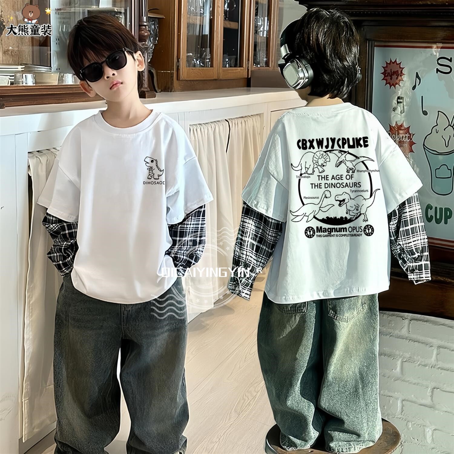 儿童格子衬衫男童衬衣春秋薄款2025新款春季男宝宝春装长袖小童潮