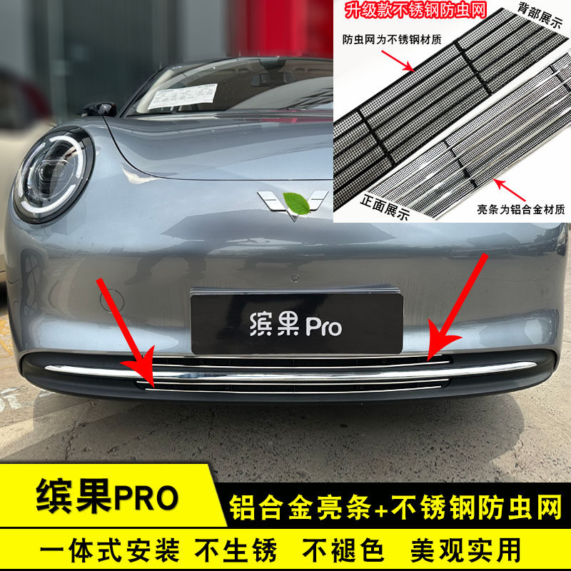 五菱缤果Pro中网改装外观防护装饰配件前格栅专用防虫网用品亮条