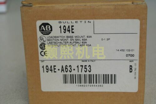 194E-E63-1753 Allen Bradley 3极63A隔离开关22KW