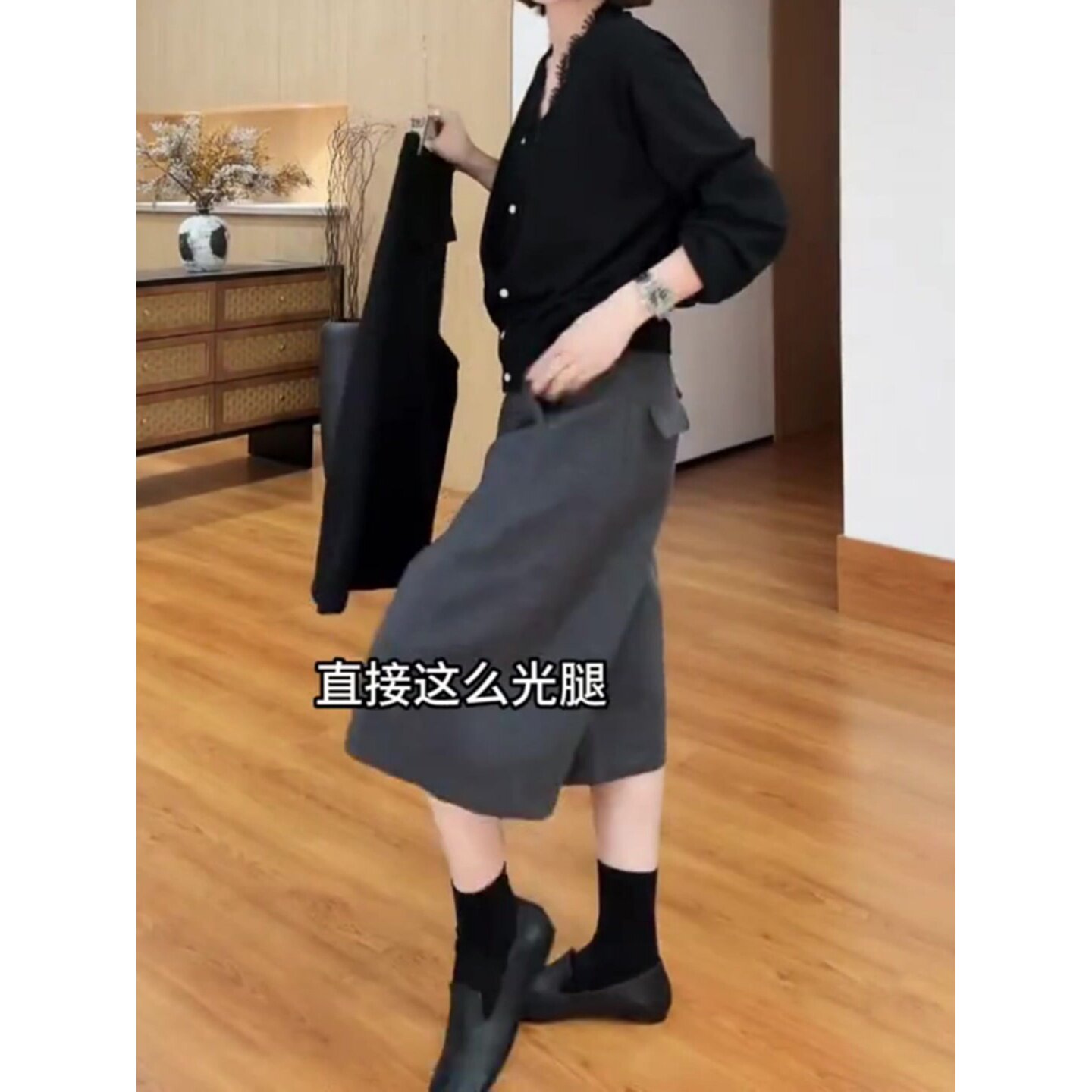 胖mm灰色休闲毛呢裤女秋冬流行新款高腰宽松百搭气质阔腿七分中裤