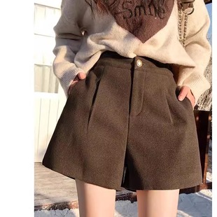 女大码 短裤 秋季 辣妹高腰宽松阔腿裤 子 美式 热裤 复古直筒休闲亲肤裤