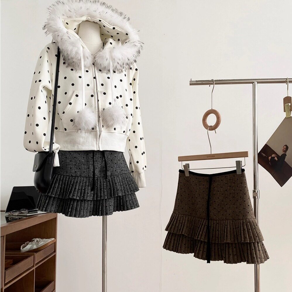 美式辣妹高腰百褶层半身裙