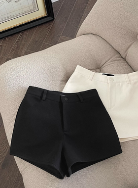 白色西装短裤女春季新款高腰显瘦小个子百搭纯色休闲黑色a字热裤