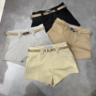 ins港味复古简约外穿高腰a字阔腿裤 休闲短裤 韩版 新款 女2025年秋季