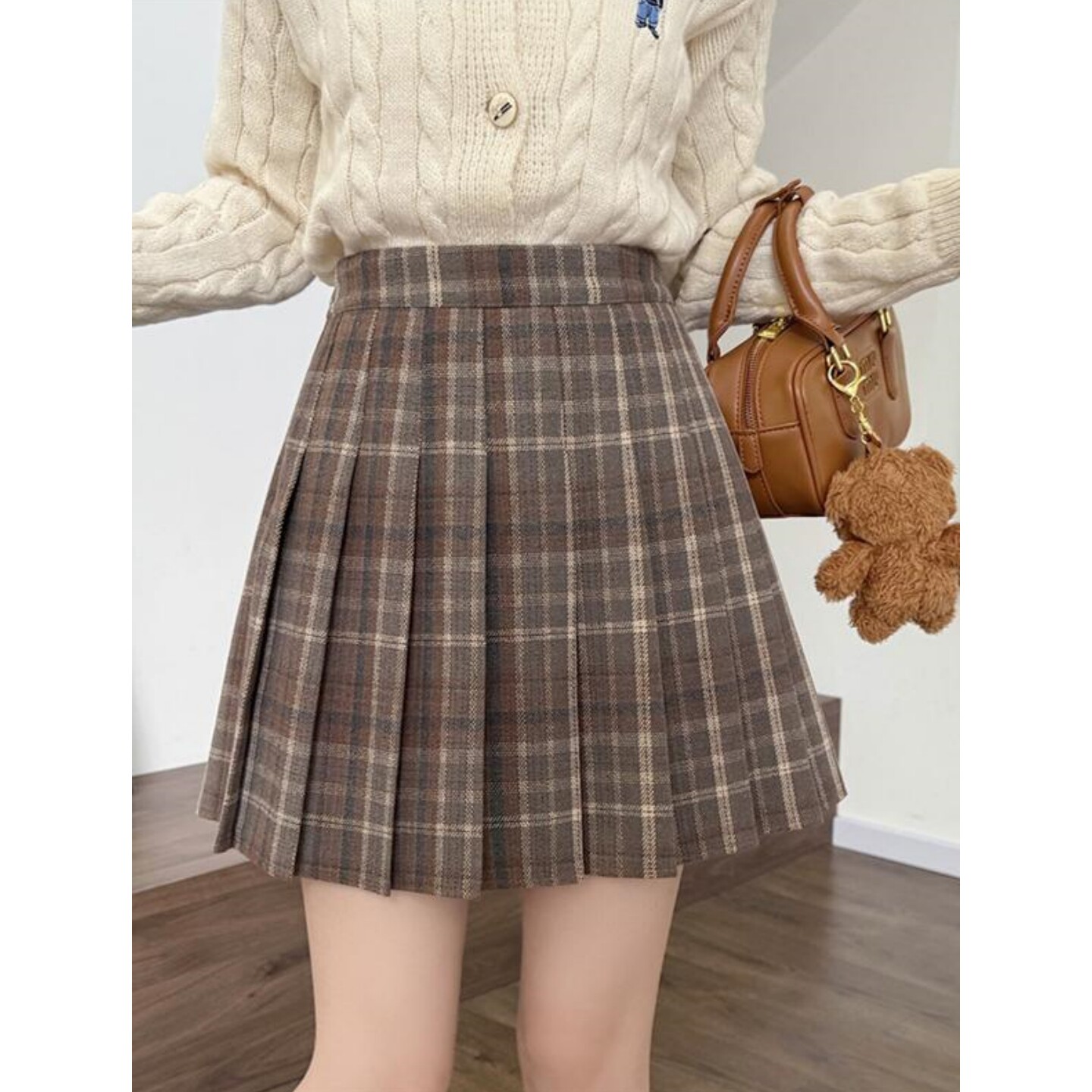 秋冬格纹百褶裙毛呢短裙秋冬加厚大码半身裙女学院风设计感呢子裙,女装/女士精品,半身裙,淘宝优惠券,粉丝福利购,淘宝优惠卷