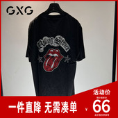 新品 GXG男装 GE1440987D 印花 23年夏季 黑色短袖 T恤时尚