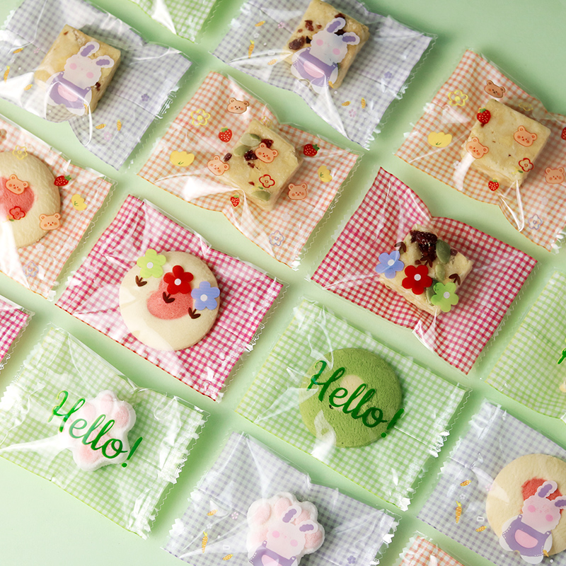 小清新雪花酥包装袋ins风透明烘焙曲奇饼干袋机封奶枣牛轧糖果袋