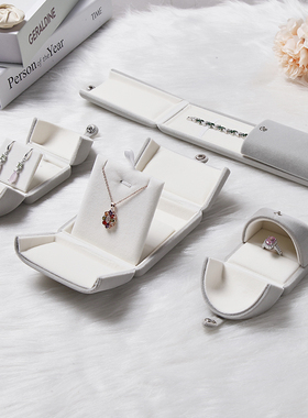 绒布双开创意首饰盒子高档珠宝首饰盒戒指盒吊坠盒手链手镯包装盒