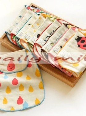 出口日单宝宝纯棉吸汗巾垫背巾婴儿隔汗巾幼儿园背巾游乐场吸汗巾