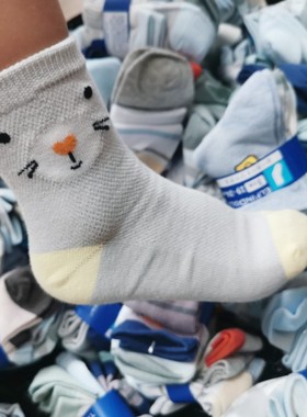 出口日单 全棉儿童网眼袜 中筒袜 不勒 三双一卡 男女童 运动吸汗