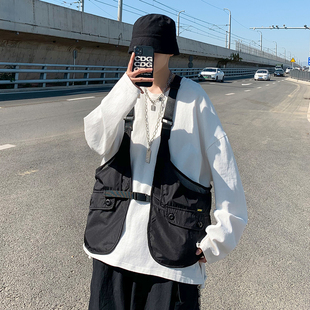 复古潮牌军事机能无袖背心马甲女日系多口袋工装记者导演夹克男