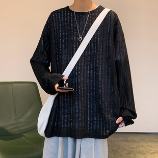 春秋款毛衣男圆领网红ins潮牌日系港风痞帅复古原宿风宽松针织衫