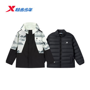 特步儿童外套羽绒内胆两件套冬季 男中大童冲锋衣6754251C4115 新款