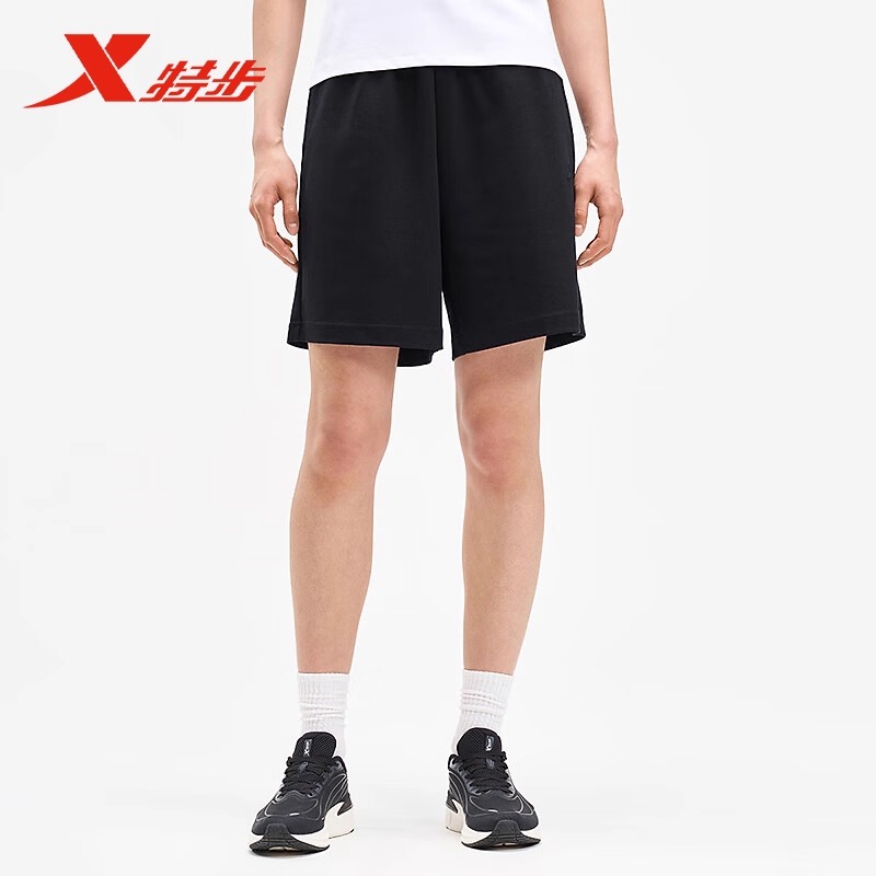 特步运动短裤女2025夏季新款简约百搭健身跑步透气休闲针织五分裤