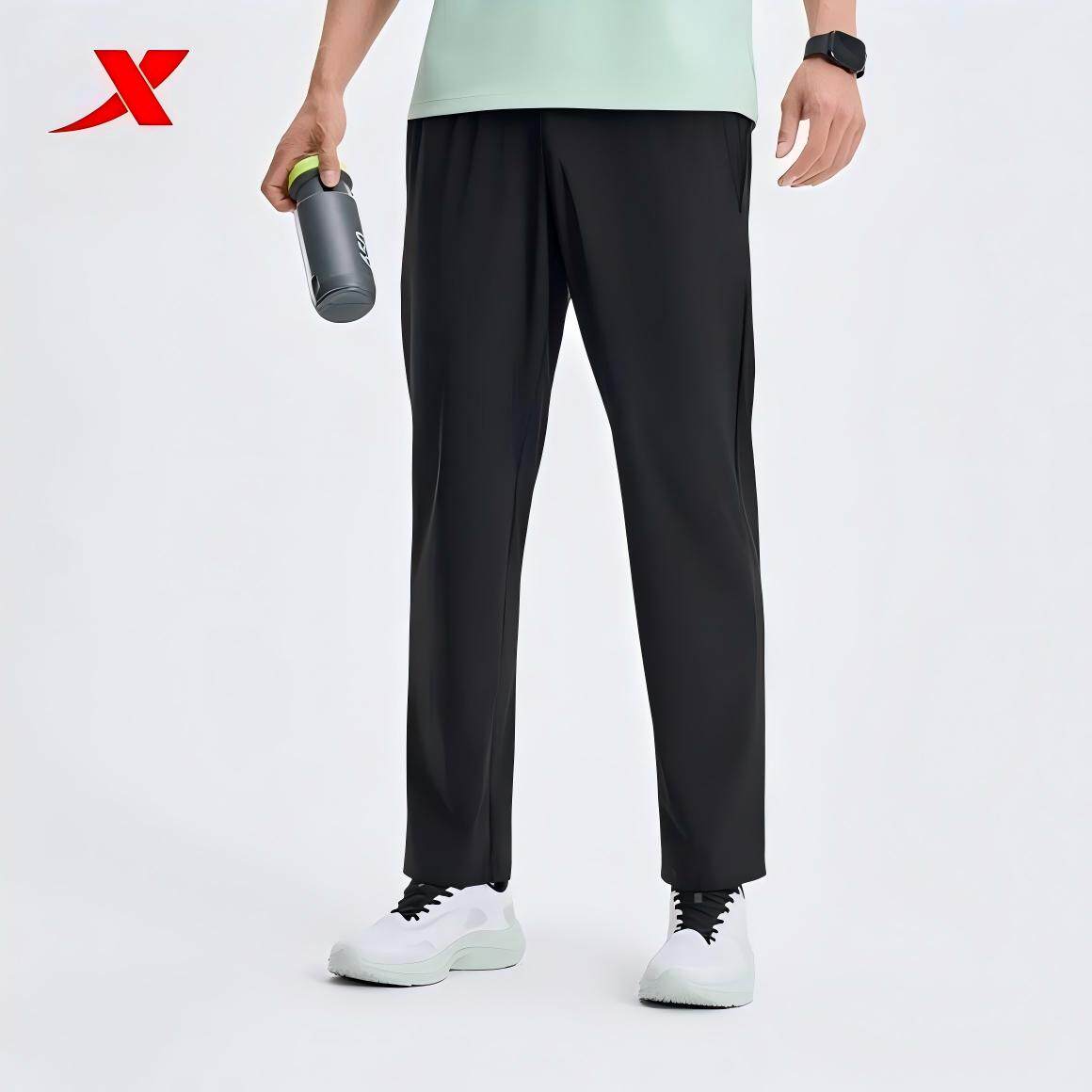 特步休闲裤男2026夏季新款透气冰丝直筒阔腿运动长裤974229630242