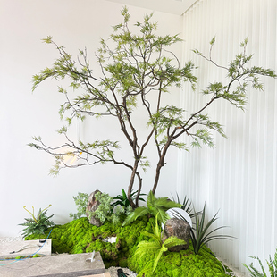 大型仿真羽毛枫叶树马醉木室内假树绿植造景装饰鸡爪槭树橱窗植物