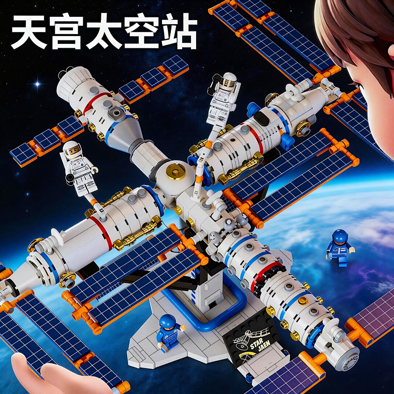 新款航天卫星空间站积木玩具图片