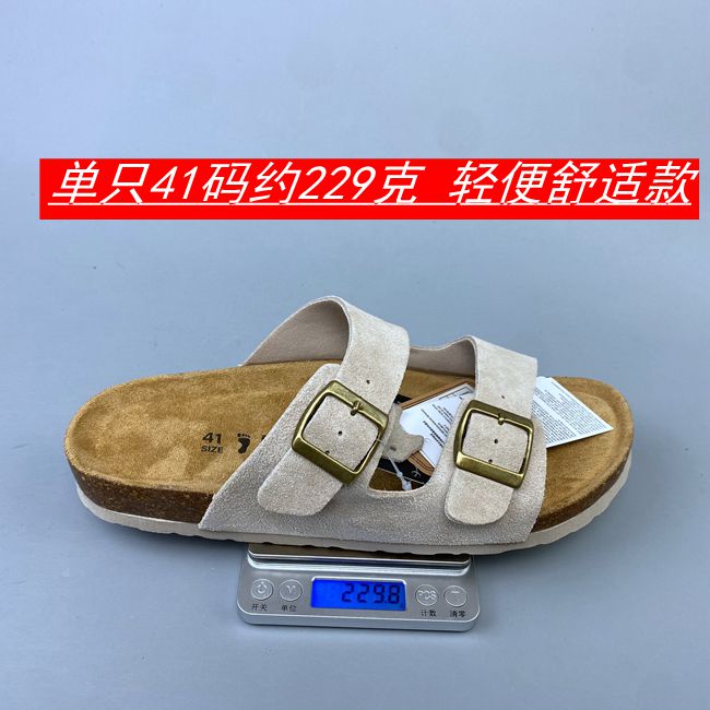 出口日本单夏季男女一字拖真皮软木防滑搭扣休闲拖鞋复古勃肯凉鞋