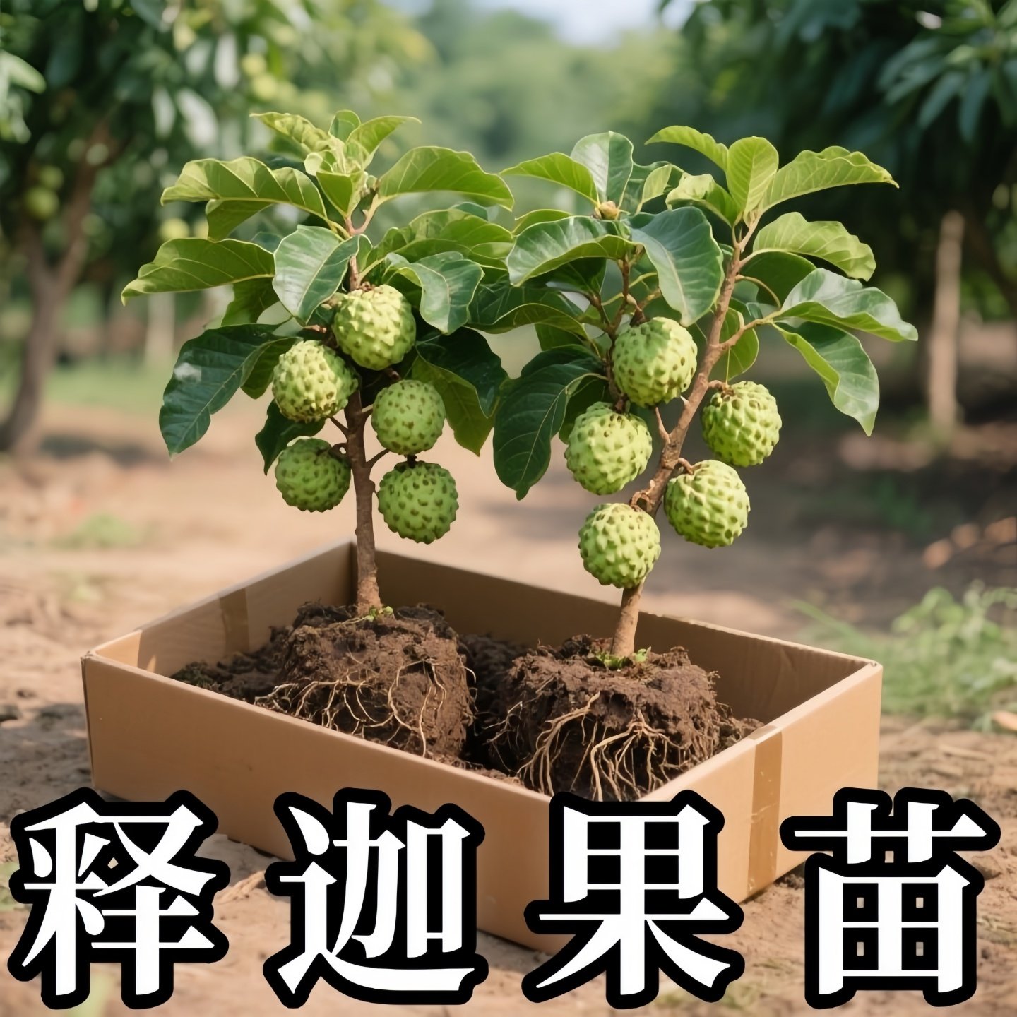 释迦果苗树带果凤梨奶油黄龙嫁接果树果苗庭院南方种植盆栽地栽苗