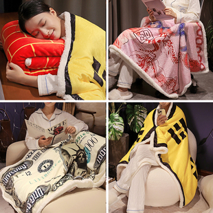 创意办公室午睡午休空调毯子人民币毛毯钞票一百万美元美金钱搞怪