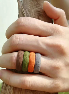 树皮纹硅胶戒指女式 10色组自然简约个性戒指运动首饰女士戒指