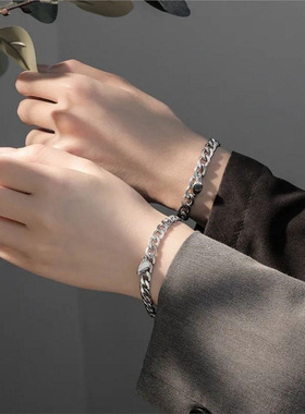 古巴爱心手链男款ins小众设计心心相吸磁铁闺蜜情侣手链手环手饰