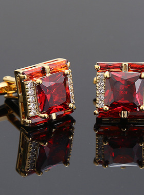 方钻男士锆石水晶袖扣时尚法法式衬衫西装袖口扣cuffinks跨境热销