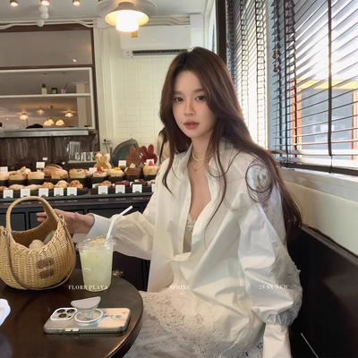 花花媛 Moon Blouse 法式长袖蕾丝衬衫女春拼接设计感半身裙套装
