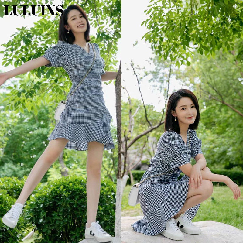 法式LULUINS新款李沁明星连衣裙