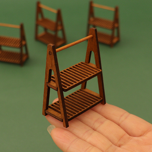 Dollhouse娃娃屋双层木质收纳架面包架微缩食玩场景OB1小布娃配件