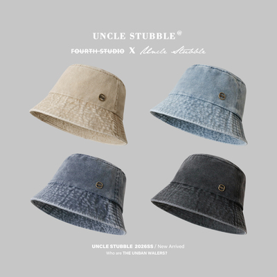 日系水洗牛仔宽檐防晒渔夫帽