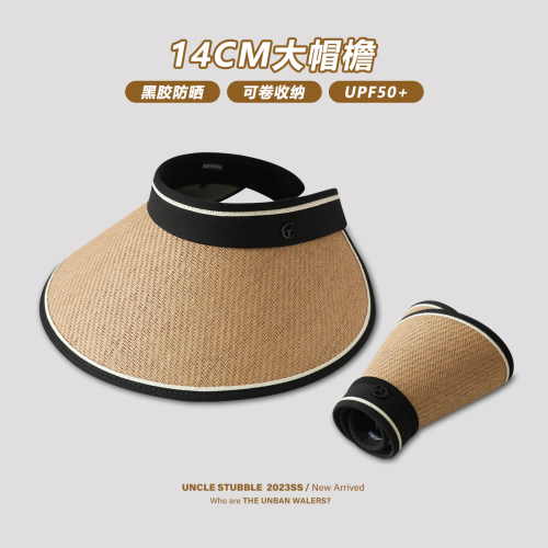 胡茬叔叔度假女生春夏草编太阳帽