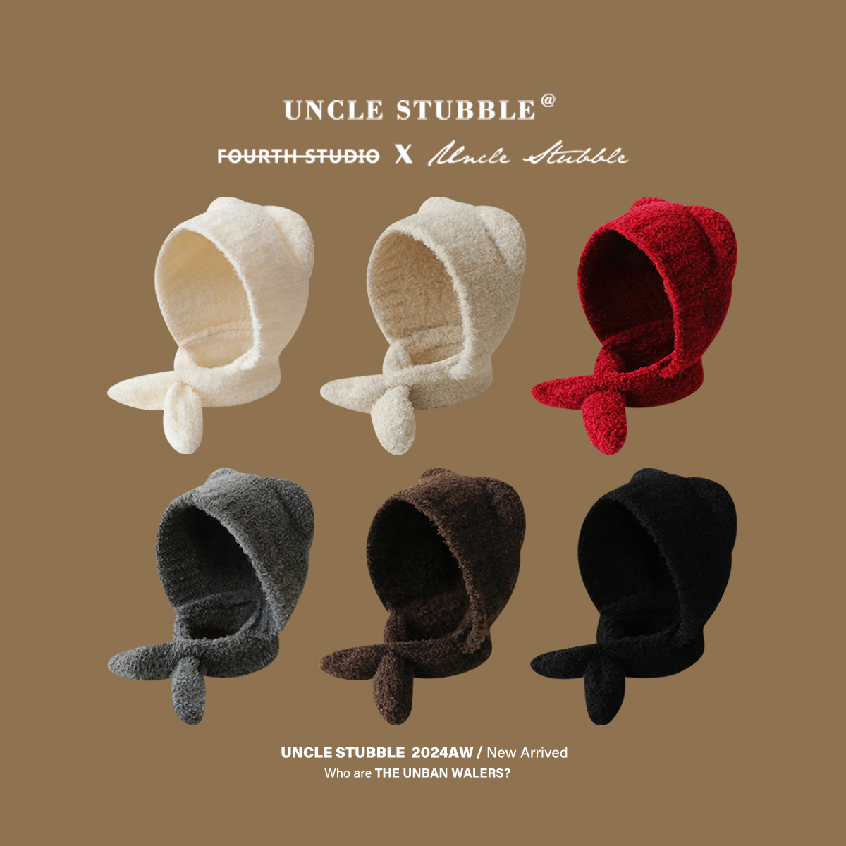 胡茬叔叔冬季旅游保暖小熊套头帽