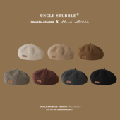 日系复古贴布贝雷帽男女同款 秋冬文艺南瓜帽显瘦简约百搭画家帽子