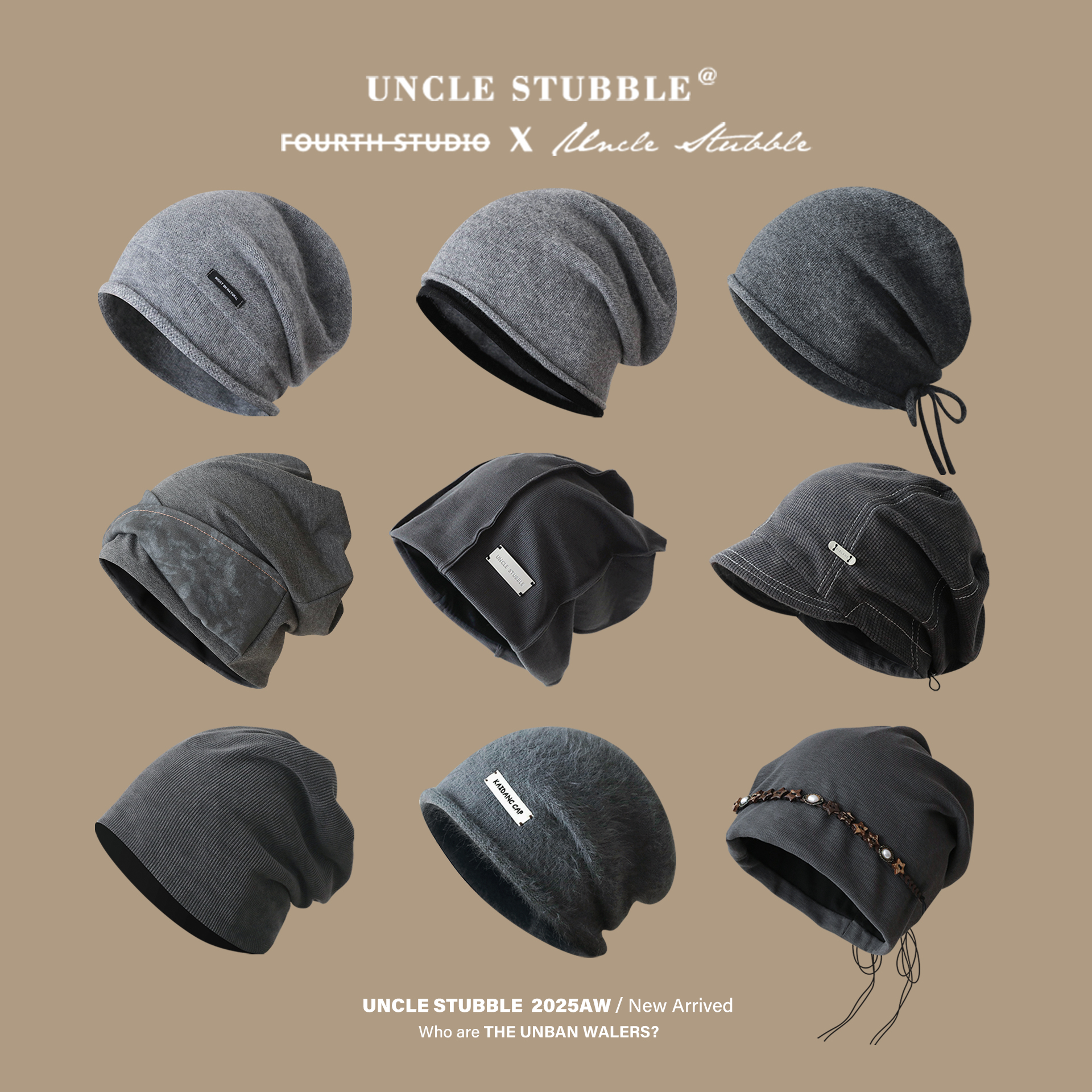 灰色慵懒风堆堆帽男女街头复古