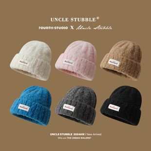 韩版 贴布针织帽秋冬加厚保暖毛线帽情侣百搭套头帽子软糯舒适 时尚