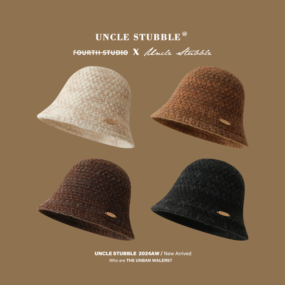 胡茬叔叔简约气质针织圆顶盆帽