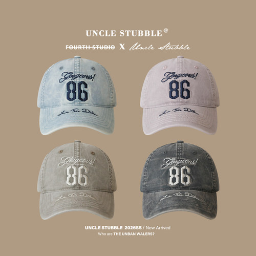 潮牌美式复古宽檐棒球帽显脸小